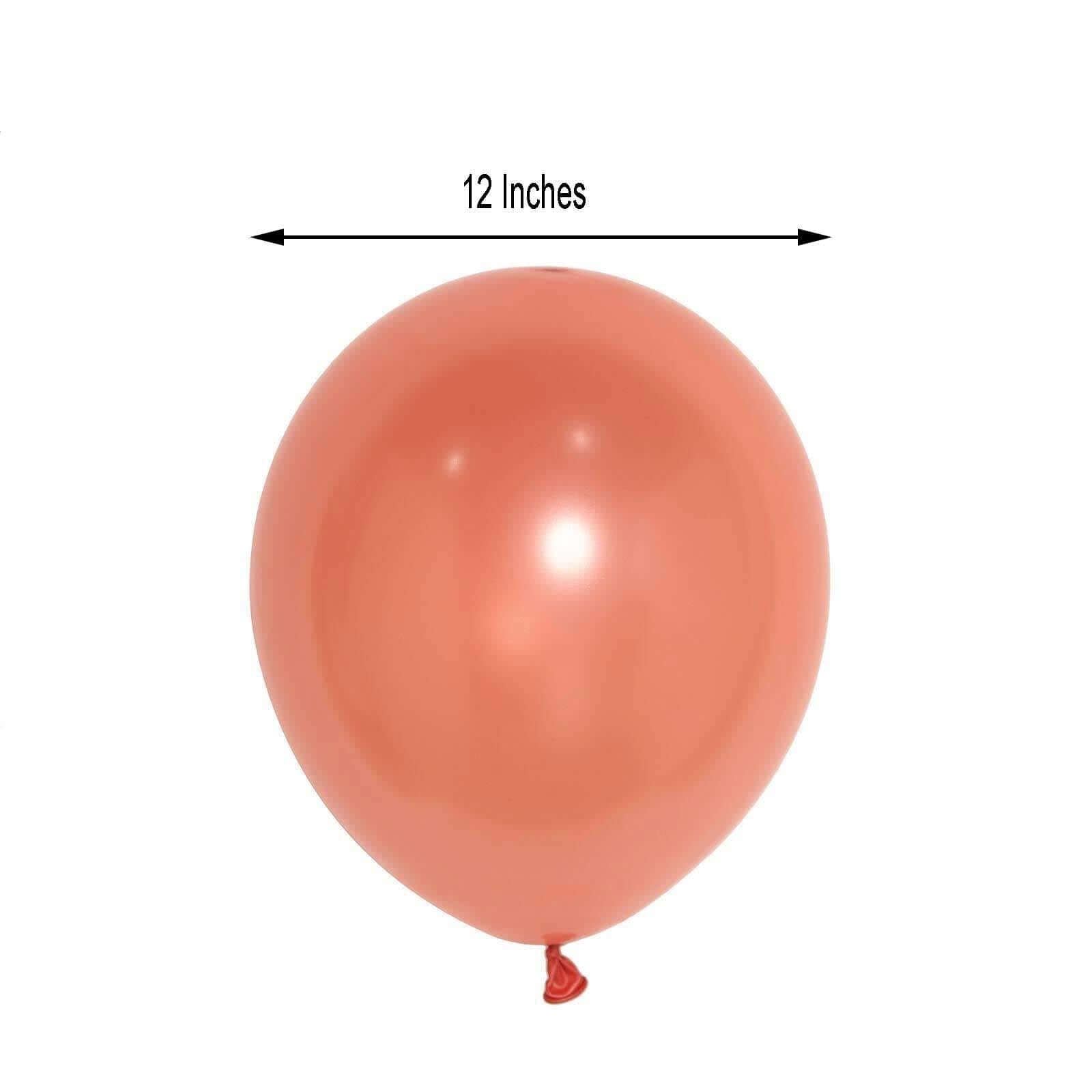 25 Pack 12" Shiny Pearl Rose Gold Latex Helium or Air Balloons