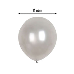 25 Pack 12" Shiny Pearl Silver Latex Helium, Air or Water Balloons
