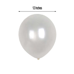 25 Pack 12" Shiny Pearl White Latex Helium, Air or Water Balloons
