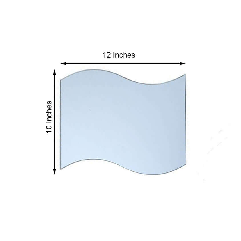 4-Pack Hanging Wall Decor Wave Glass Mirror Table Centerpiece - Reflective Decorative Display 12"