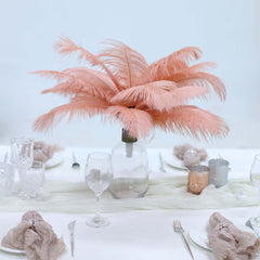 12 Pack 13"-15" Mauve Natural Plume Real Ostrich Feathers, DIY Centerpiece Fillers