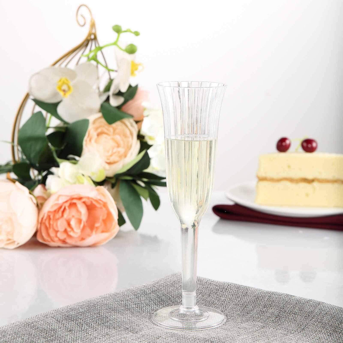 12-Pack Plastic Champagne Flutes Clear Flared Design - Lightweight Disposable Toasting Glasses 6oz