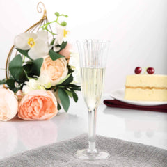 12-Pack Plastic Champagne Flutes Clear Flared Design - Lightweight Disposable Toasting Glasses 6oz