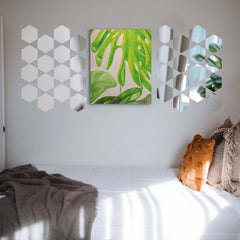 12 Pack Hexagon Acrylic Mirror Wall Stickers, 7" Removable Wall Decals For Home Decor