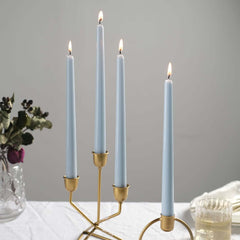 12-Pack Taper Candles Premium Wax Design Dusty Blue - Unscented Candles for Upscale Settings 10"
