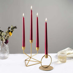 12-Pack Taper Candles Premium Wax Design Metallic Red - Unscented Candles for Upscale Settings 10"