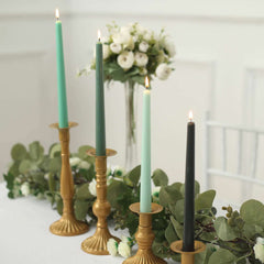 12-Pack Taper Candles Premium Wax Design Mixed Green - Unscented Candles for Sophisticated Decor 10"