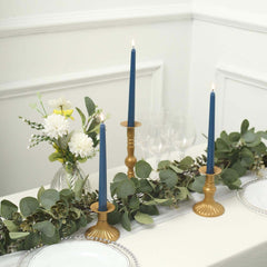 12-Pack Taper Candles Premium Wax Design Navy Blue - Unscented Candles for Upscale Settings 10"