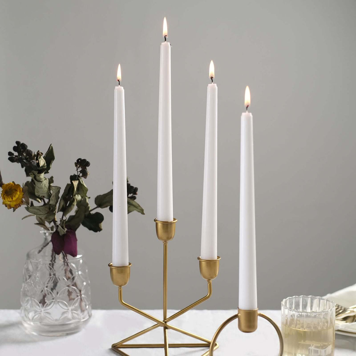 12-Pack Taper Candles Premium Wax Design White - Unscented Candles for Upscale Settings 10"