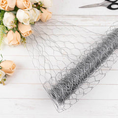 12"x16ft Silver Galvanized Metal Hexagonal Chicken Wire Mesh For DIY Crafts, Garden Fence Poultry Netting