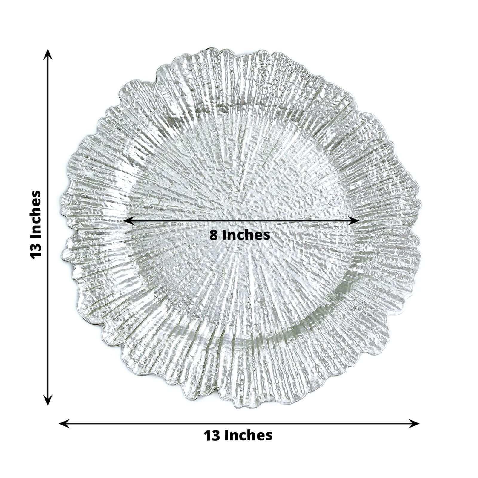 6-Pack Acrylic Plastic Round Charger Plates 13" in Silver with Reef Design, Dinner Charger Tableware