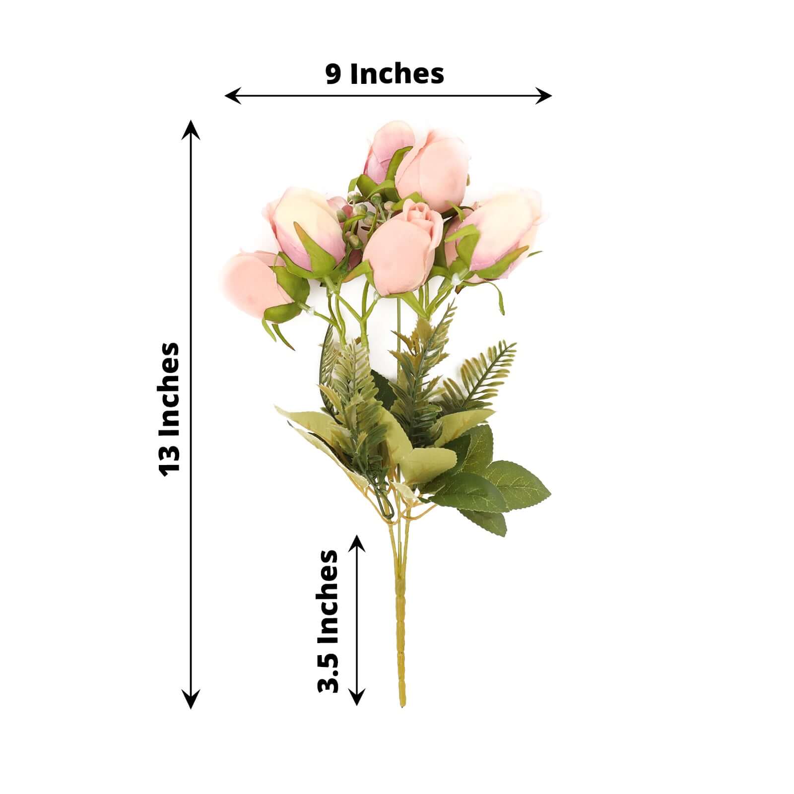 3 Pack 13" Dusty Rose Real Touch Silk Rose Bud Flower Bridal Bouquets, Artificial Floral Bush Arrangements