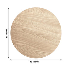 6-Pack Disposable Table Placemats in Natural with Walnut Wood Design - Cardboard Placemats for Rustic & Farmhouse Themes 13"