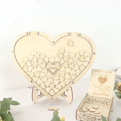 13" Wooden Heart Drop Top Frame Wedding Guest Book Alternative, Rustic Sign Display Stand