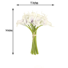20 Stems 14" White Purple Artificial Poly Foam Calla Lily Flowers