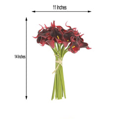20 Stems 14" Burgundy Artificial Poly Foam Calla Lily Flowers