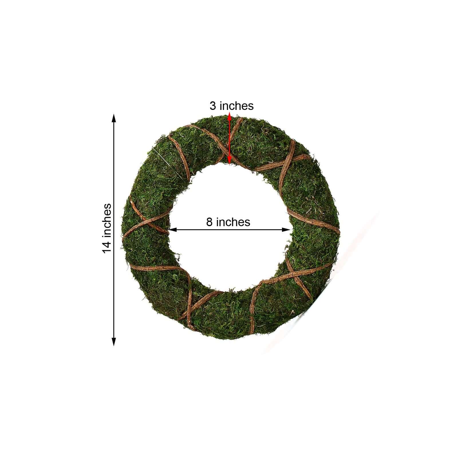 2 Pack 14" Green Natural Preserved Moss Wreaths With Twine Twig Wrap