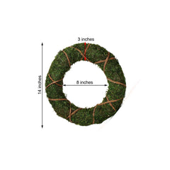 2 Pack 14" Green Natural Preserved Moss Wreaths With Twine Twig Wrap