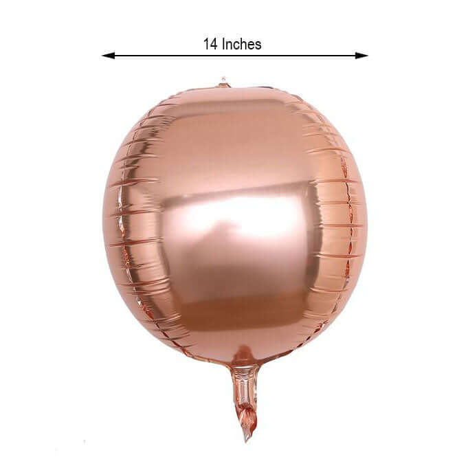 2 Pack 14" 4D Rose Gold Sphere Mylar Foil Helium or Air Balloons