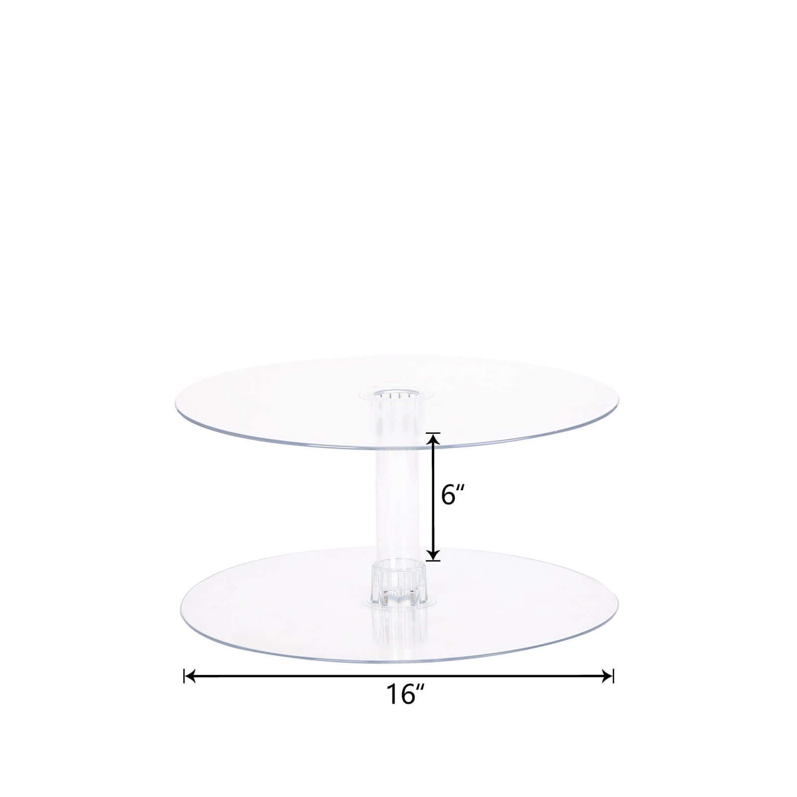 2-Tier Acrylic Round Cake Stand Set Clear - Chic Versatile Cupcake Holder Dessert Display Pedestal for Wedding Buffet & Catering Displays 16"
