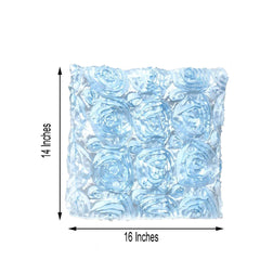 Satin 16" Chair Caps with Rosette Design for Chiavari Chairs Light Blue - Exquisite Chair Back Cover for Weddings & Parties