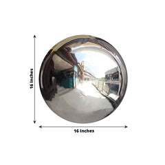 Gazing Globe Mirror Ball Reflective Hollow Stainless Steel Silver Sphere - Decorative Garden Display Piece 16"