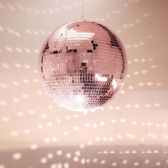 16" Large Rose Gold Foam Disco Mirror Ball With Hanging Swivel Ring, Holiday Party Decor