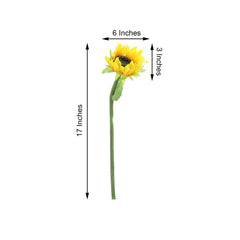 3 Stems 17" Yellow Artificial Silk Sunflower Flower Bouquet Branches