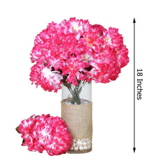 4 Bushes Fuchsia Artificial Silk Chrysanthemums 56 Faux Flowers - Clearance SALE