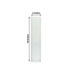 2-Pack Clear Ribbed Glass Hurricane Shades Open End Design - Stylish Candelabra Pillar Candle Holder Table Centerpiece 18"