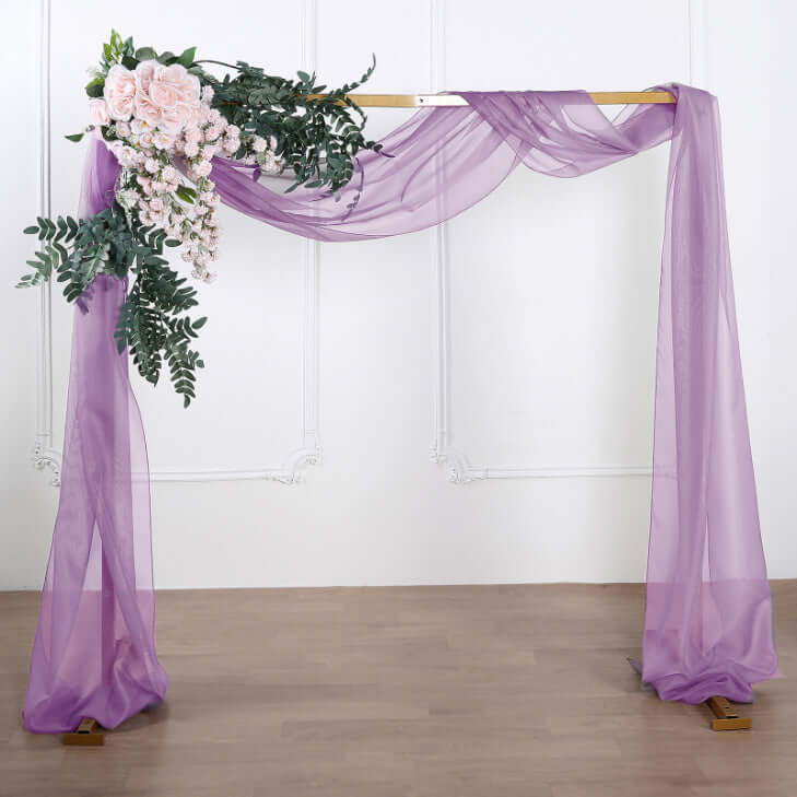 18ft Violet Amethyst Sheer Organza Wedding Arch Drapery Fabric, Window Scarf Valance