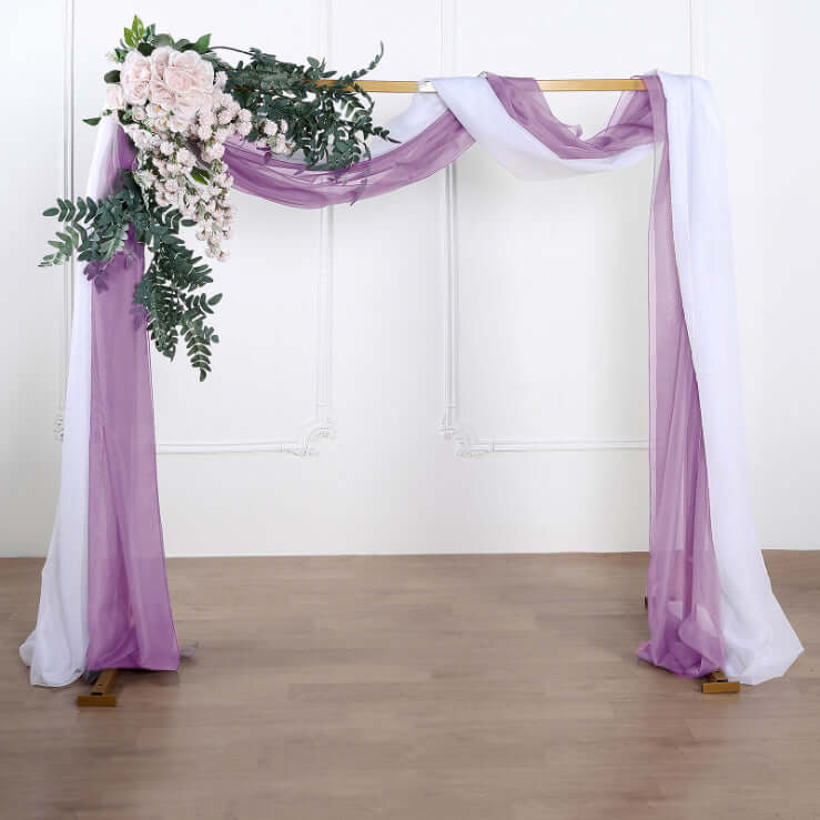 18ft Violet Amethyst Sheer Organza Wedding Arch Drapery Fabric, Window Scarf Valance