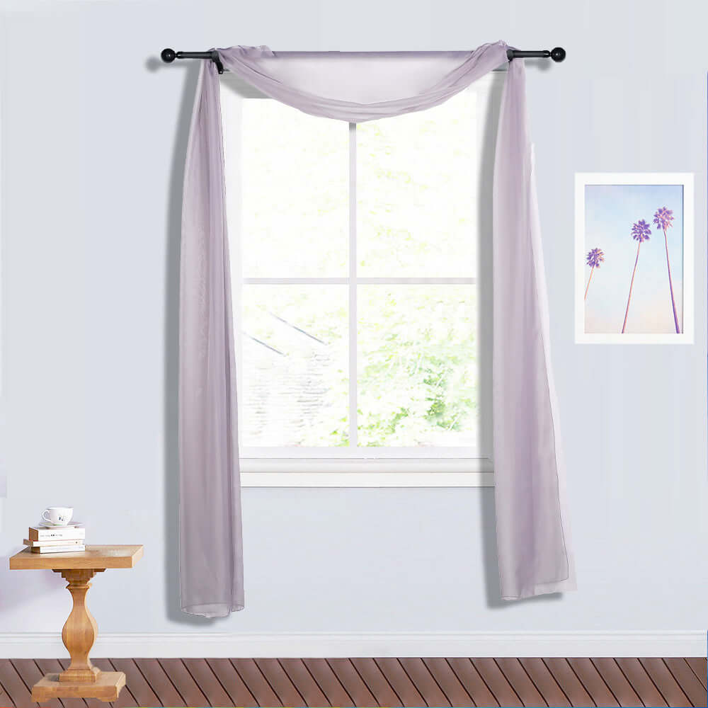 18ft Violet Amethyst Sheer Organza Wedding Arch Drapery Fabric, Window Scarf Valance