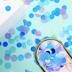 18G Bag Tissue Paper and Foil Table Confetti Mix, Purple Theme Festive Balloon Decor Blue, Gold, Royal Blue, White