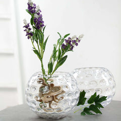2-Pack Glass Bubble Vases Sphere Hobnail Design Clear Round - Decorative Votive Tealight Wedding Centerpieces 8"