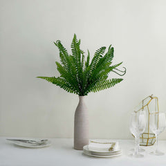 2 Stems 18" Green Artificial Boston Fern Leaf Plant Indoor Faux Spray