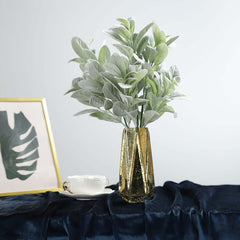 2 Stems 24" Tall Frosted Green Artificial Lambs Ear Leaf Indoor Plant