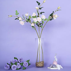2 Stems 38" Tall Blush Artificial Silk Rose Flower Bouquet
