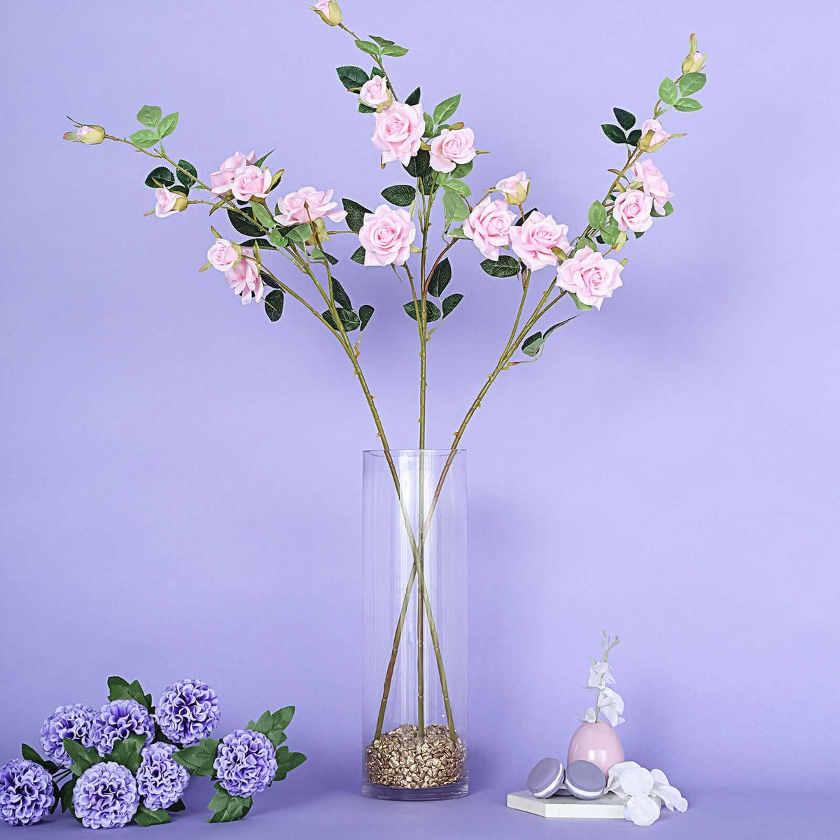 2 Stems 38" Tall Pink Artificial Silk Rose Flower Bouquet Bushes