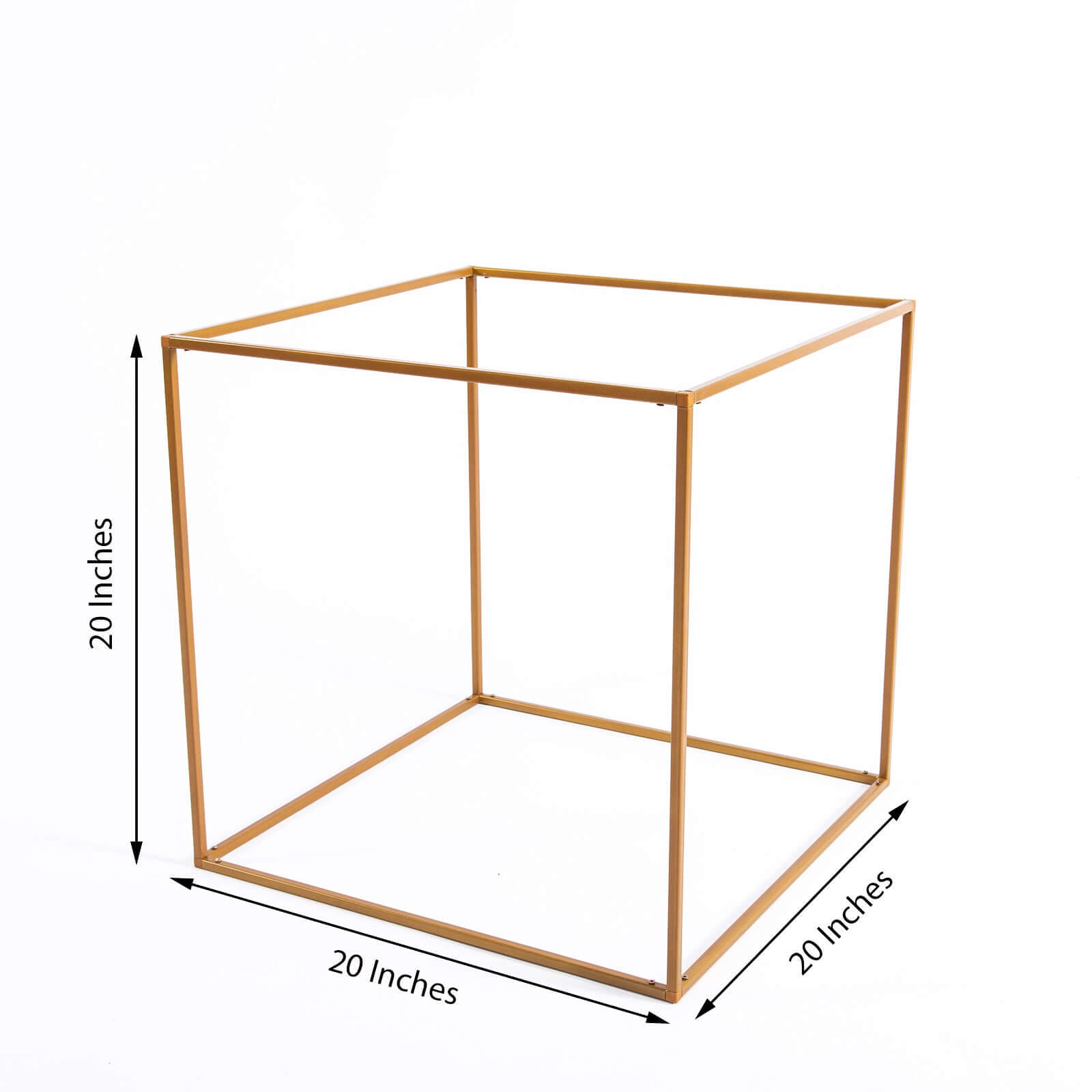 2 Pack 20" Square Gold Metal Frame Wedding Flower Stands, Geometric Centerpieces