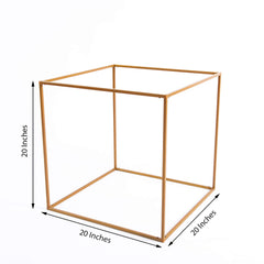 2 Pack 20" Square Gold Metal Frame Wedding Flower Stands, Geometric Centerpieces