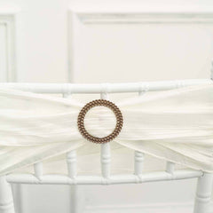 20 Pack Diamond Round Chair Sash Band Buckle Pins Antique Gold - Timeless Rhinestone Napkin Rings 2.5"