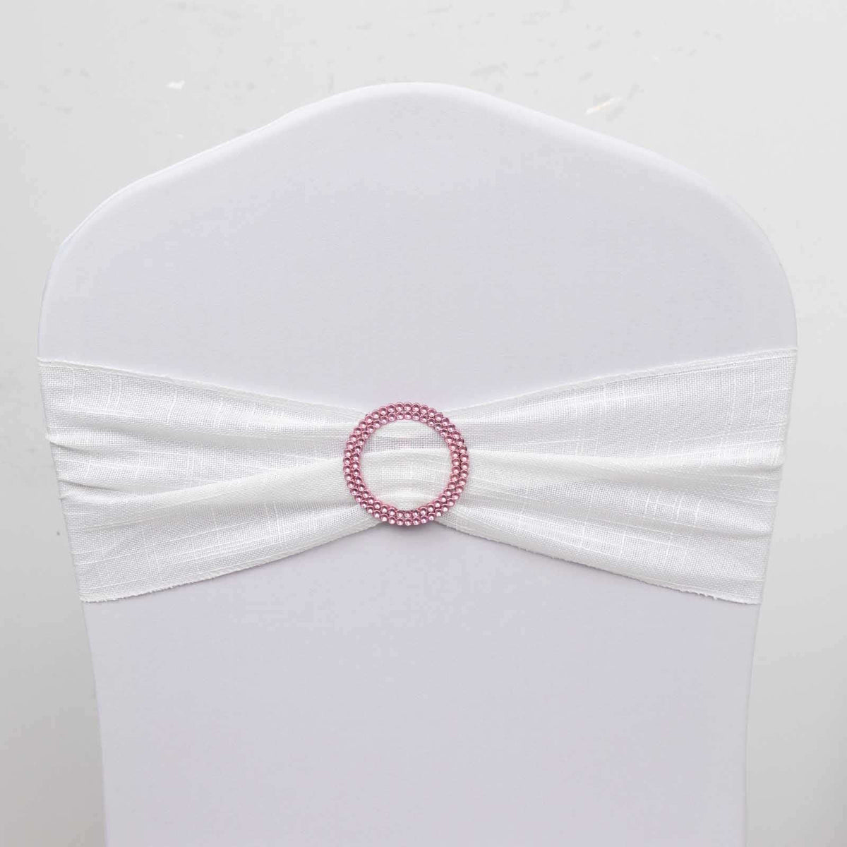 20 Pack Diamond Round Chair Sash Band Buckle Pins Pink - Timeless Rhinestone Napkin Rings 2.5"