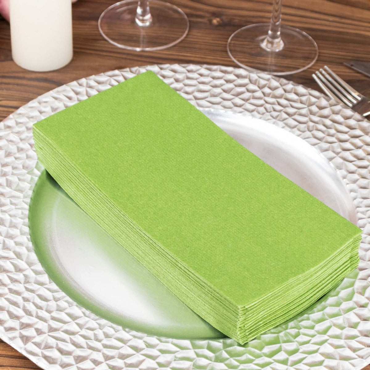 20-Pack Paper Linen-Like Napkins Olive Green - Disposable Hygienic Airlaid Guest Towels 8.5"x4"