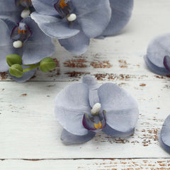 20 Silk Artificial Orchids Flower Heads Charcoal Gray - Versatile Floral Accents for DIY Floral Arrangements Corsages & Event Decor 4"