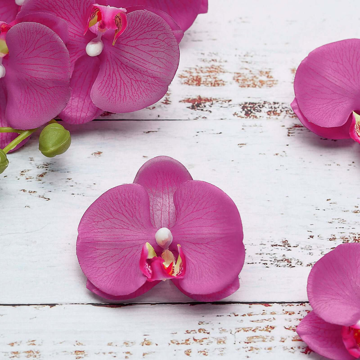 20 Silk Artificial Orchids Flower Heads Fuchsia - Versatile Floral Accents for DIY Floral Arrangements Corsages & Event Decor 4"