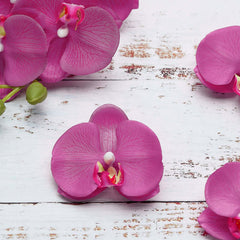 20 Silk Artificial Orchids Flower Heads Fuchsia - Versatile Floral Accents for DIY Floral Arrangements Corsages & Event Decor 4"
