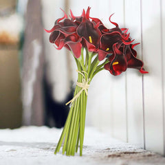 20 Stems 14" Burgundy Artificial Poly Foam Calla Lily Flowers