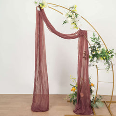 20ft Mauve Cinnamon Rose Gauze Cheesecloth Fabric Wedding Arch Drapery, Window Scarf Valance, Boho Decor Arbor Curtain Panel
