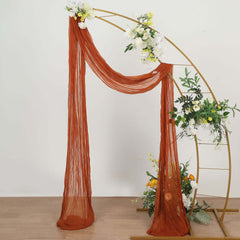 20ft Terracotta (Rust) Gauze Cheesecloth Fabric Wedding Arch Drapery, Window Scarf Valance, Boho Decor Arbor Curtain Panel
